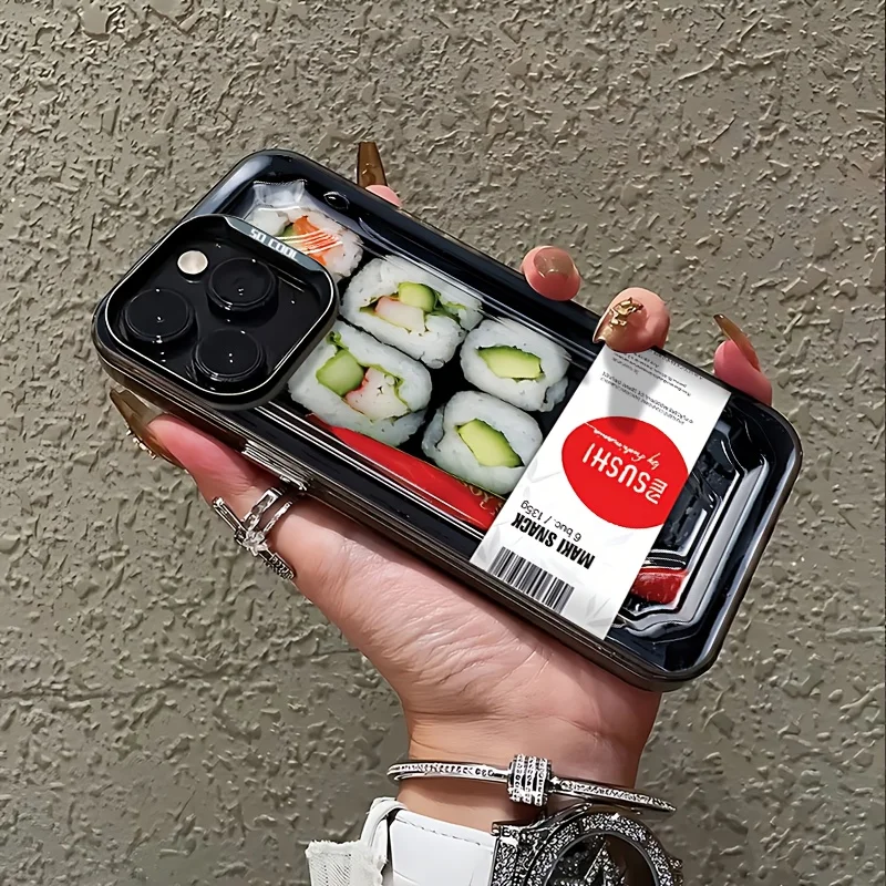 Fiambrera de sushi, funda de teléfono de diseño moderno adecuada para iPhone 17 16 15 14 13 12 11 Pro/Max/Plus, anticaída y a prueba de golpes