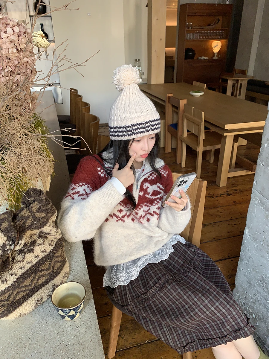 Gonna a vita alta a quadri Sinbounboun da donna, stile college, lunga fino alla caviglia, a balze, con cintura in legno, vestibilità casual e ampia