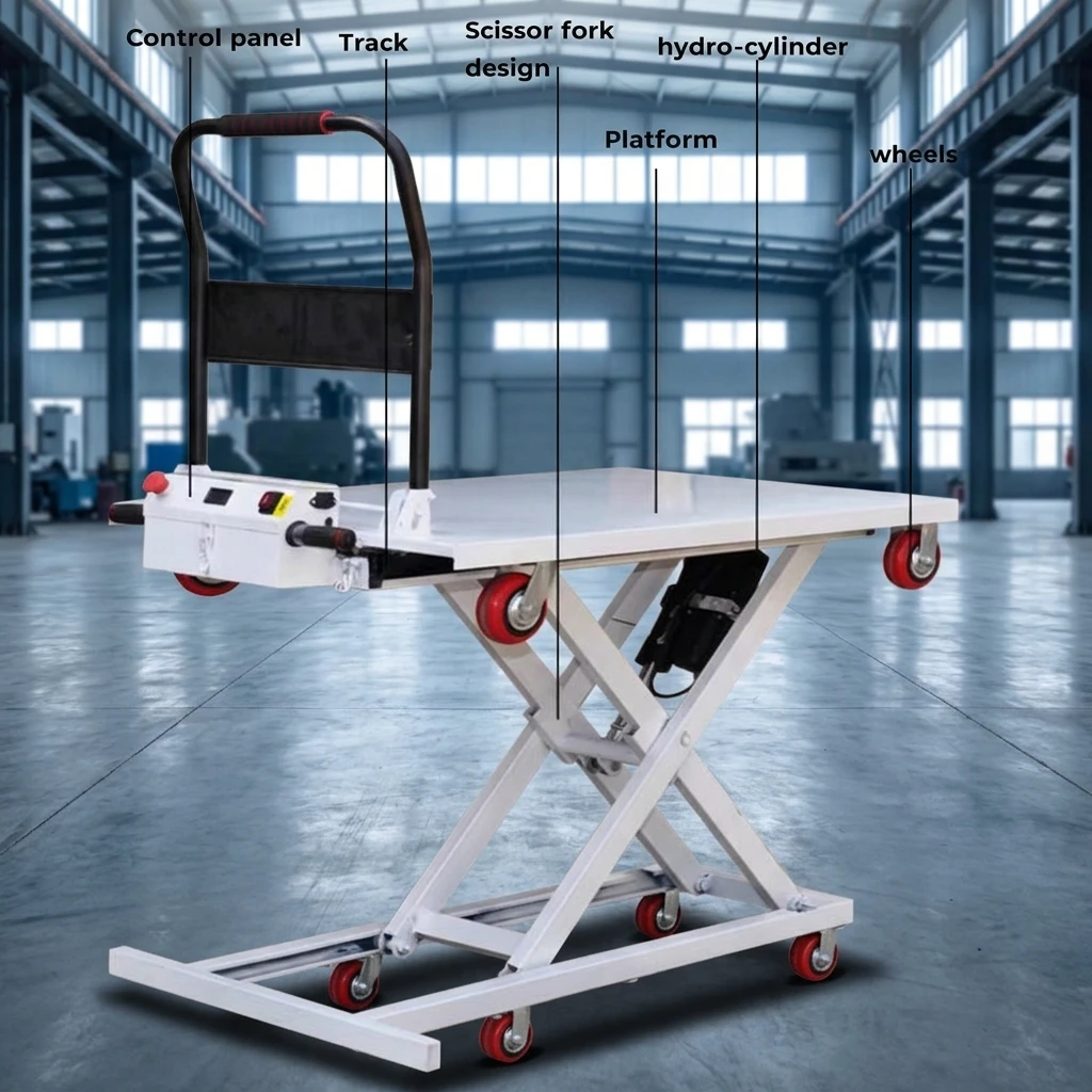 Factory Supply Multifunctional Mobile Hydraulic Lifting Platform Vehicle Single Scissor Manual Lift Cart for Workshop Pallet