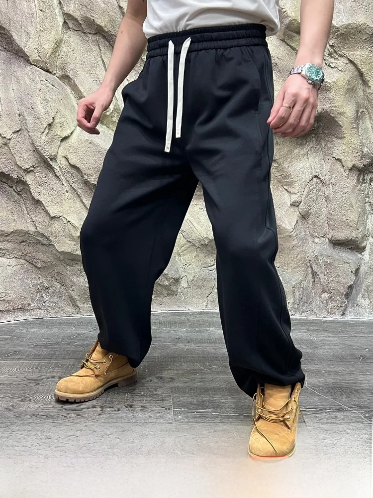 

Повседневные брюки, мужские свободные брюки с эластичной резинкой на талии, прямые брюки из смеси хлопка и полиэстера, осенние новые повседневные брюки