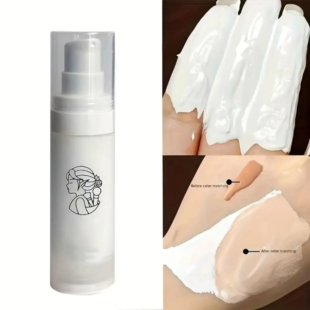 Naturalny wykończenie Biały płynny podkład z możliwością nakładania warstw, kryjący, bezpieczny, czysty biały toner, wodoodporna baza pod makijaż, makijaż na karnawał, makijaż do kostiumów.