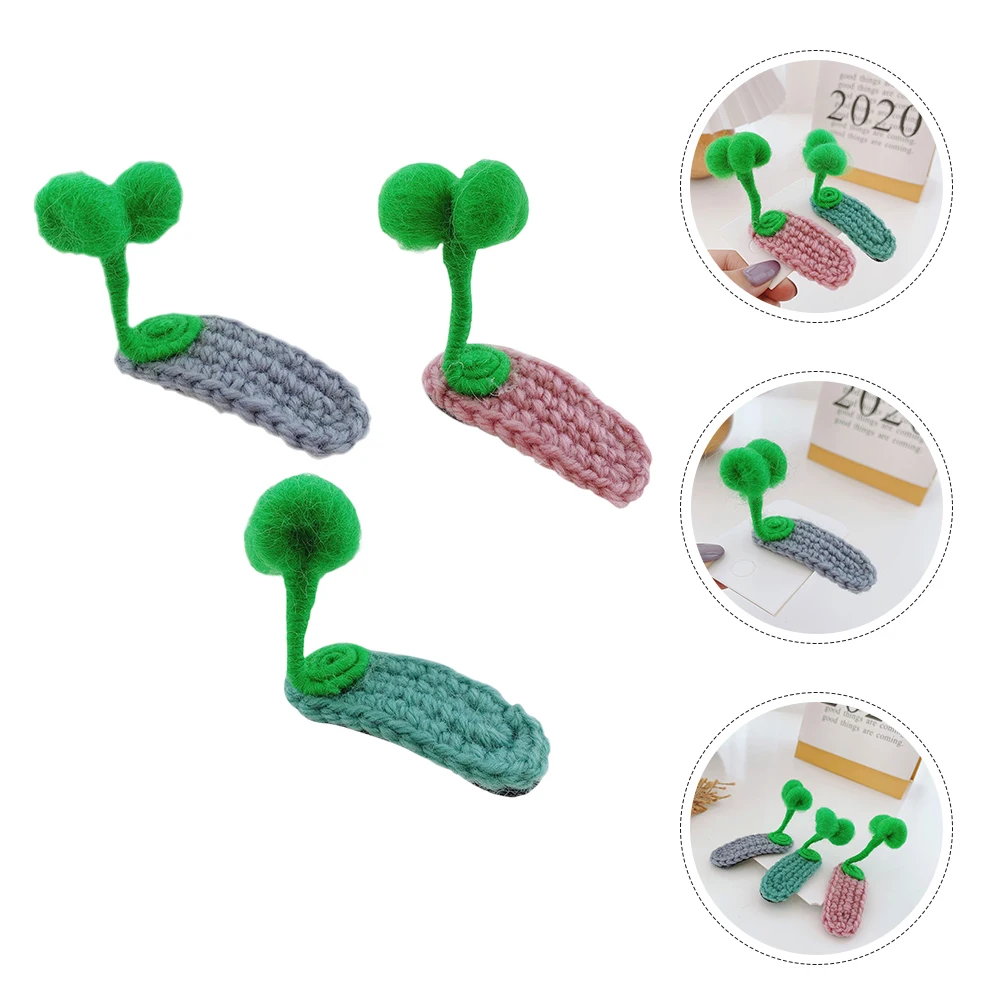 

3 pcs Woven Sprout Cute Accessories Decorative Bean Sprout Clips For Colorful Durable Hair Clips Little