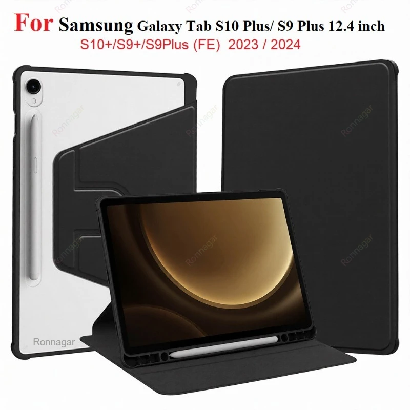 

360° Rotating Case for Samsung Galaxy Tab S10 Plus/S9 Plus/S9 FE 12.4 Inch with Pencil Holder for Galaxy Tab S10+ SM-X820 X826B