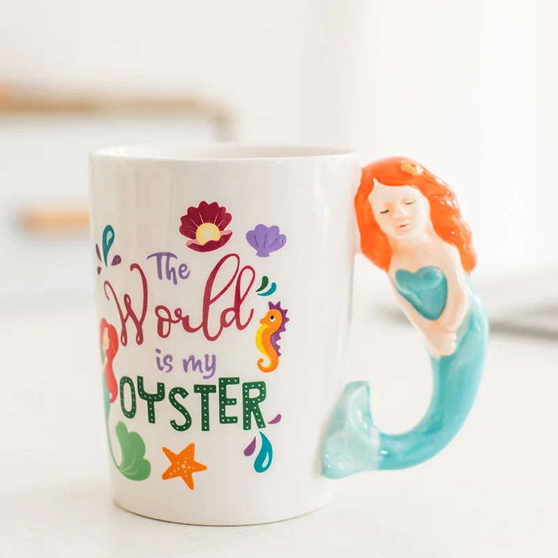 Creative Beauty Ceramic Mug, Cartoon Coffee Mugs, Office High Beauty Breakfast Milk Cups,Christmas Gift Tea Cup,Couple Water Cup