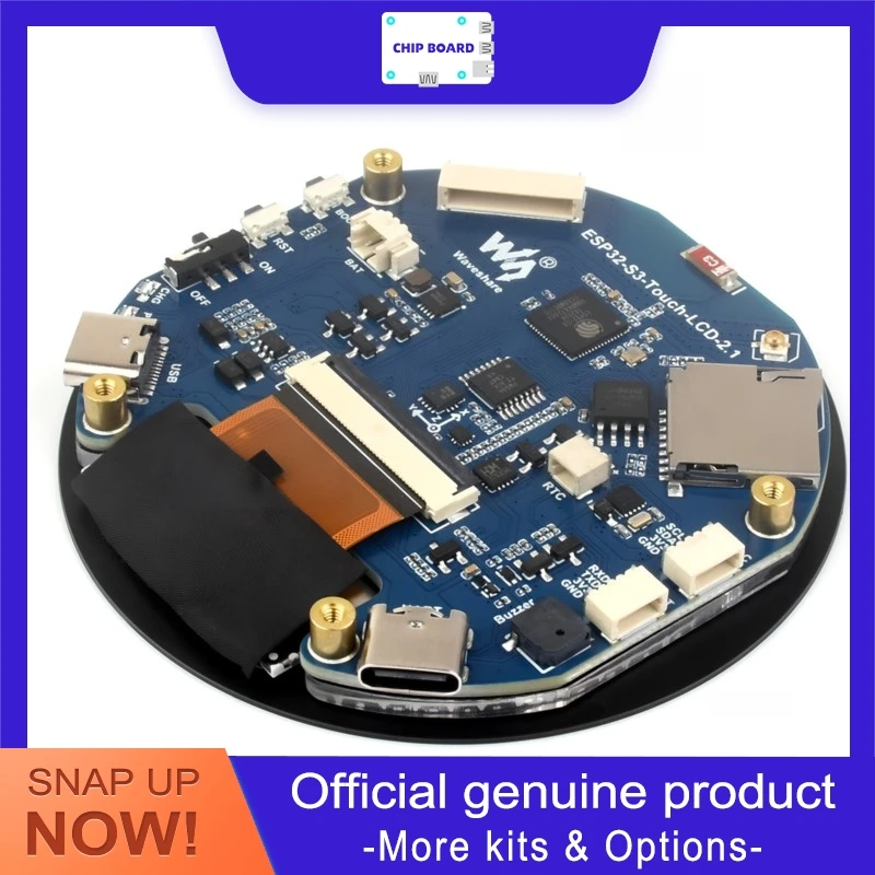 Waveshare ESP32-S3 2.1-inch Round Touch Development Board, Dual-Core LX7 Processor with 480×480 IPS Display