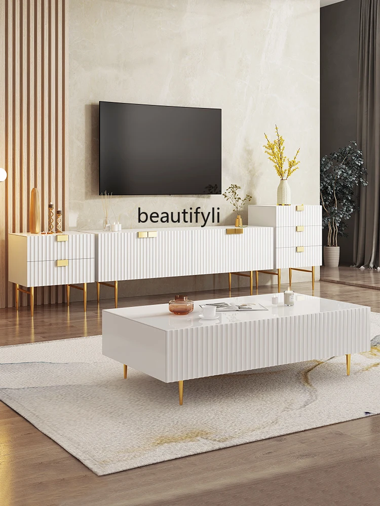 

zqAffordable Luxury Style Nordic TV Bench for Bedroom Coffee Table Combination Simple Locker Stone Plate Floor Cabinet