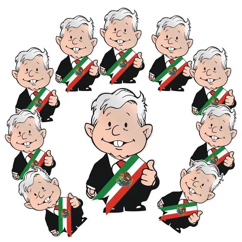 Funny Bumper Stickers Amlito Lopez Obrador AMLO Decal 10PCS Sticky Decor Self-Adhesive Decals Cars Bumper Window Laptops Luggage