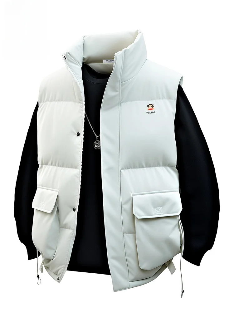 

PaulFrank Monkey Trendy Stand Collar Workwear Vest Men's Winter New Svel oulder Pad Vest Jaet Youth Casual Polyeste...
