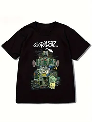 Graphic Gorillaz Tee Comfy Stretchy Short Sleeve T-Shirt for Summer Casual Daily Fashion Trendy Women's Clothing