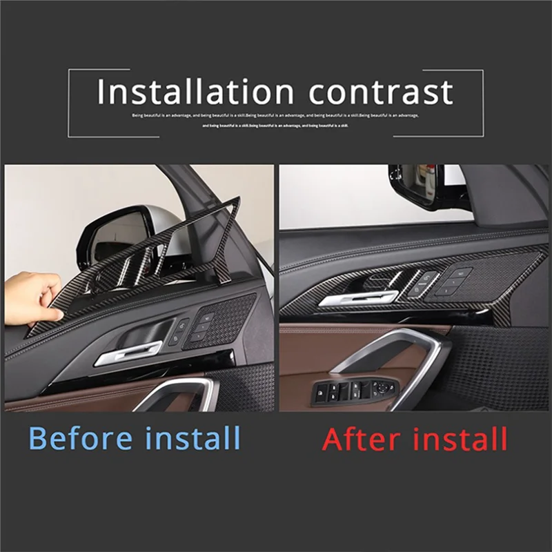 

AM-For BMW X1 U11 2023 2024 Car Inner Door Handle Cover Frame Trim Parts - ABS Carbon Fiber