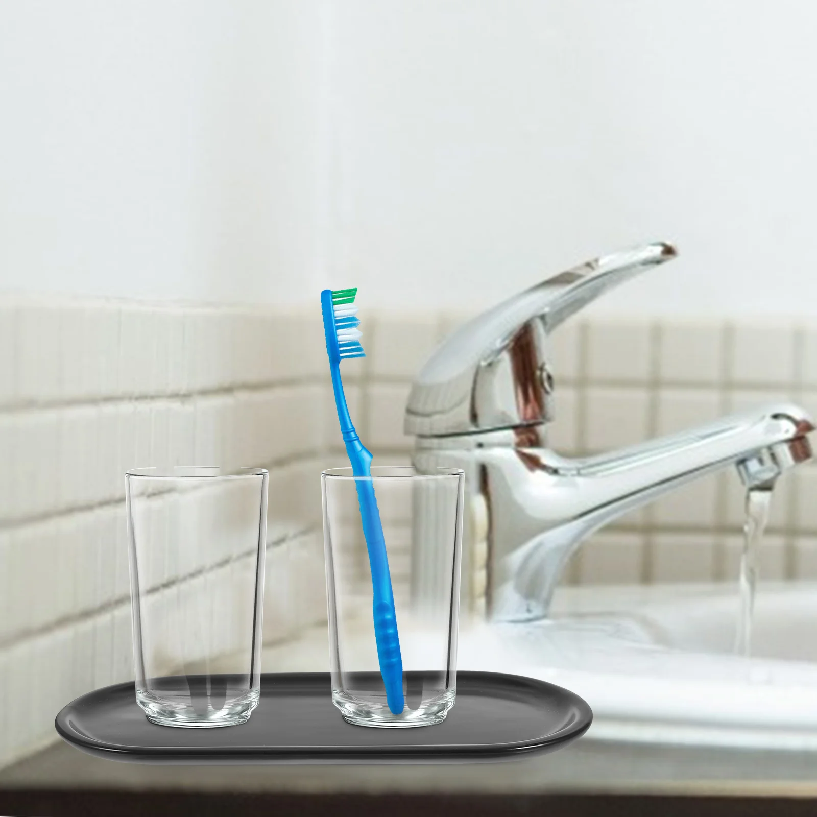 

Ceramic Storage Tray Black Oval Small Bathroom Vanity Dresser Counter Organizer Jewelry Key Display Tray Counter Holder