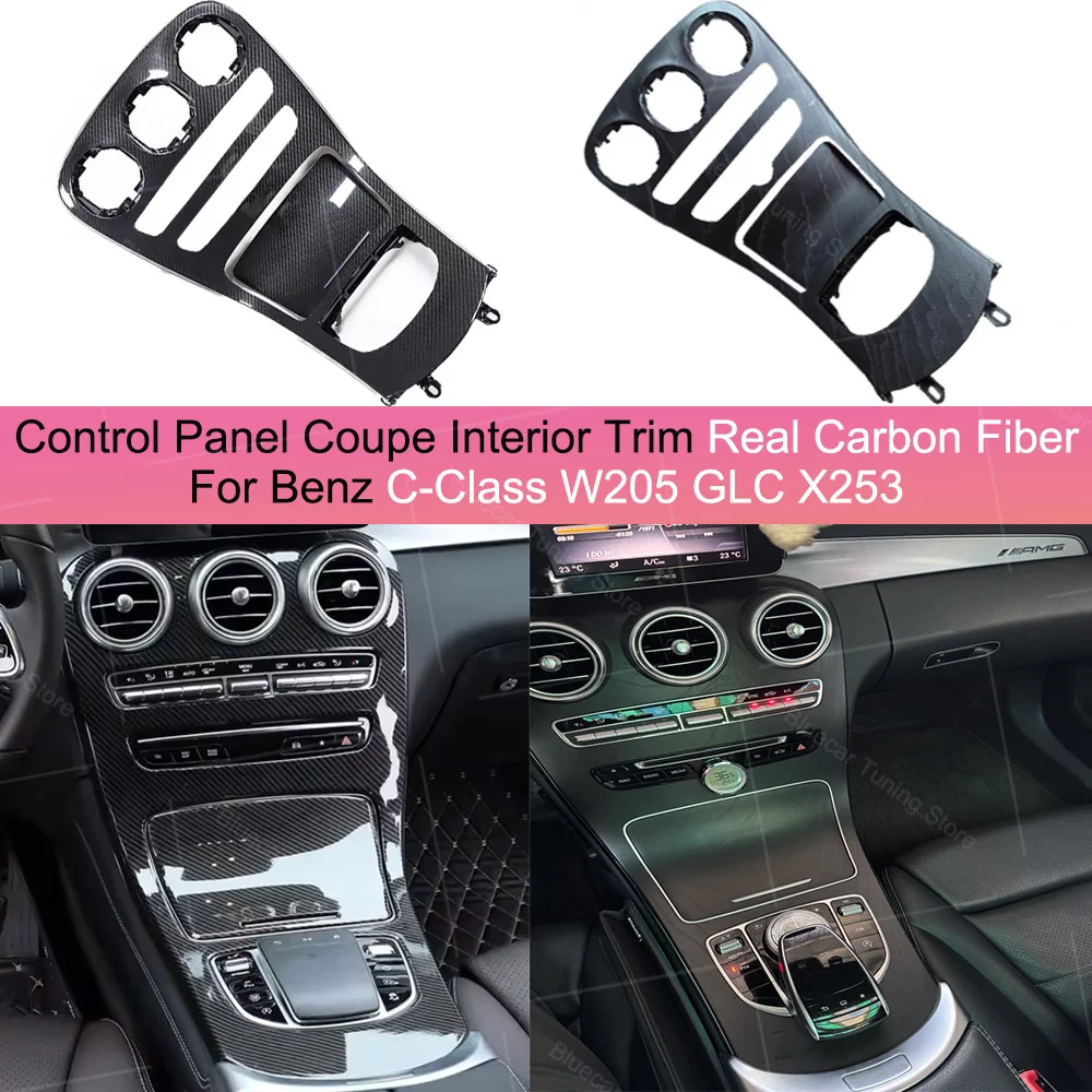 For Mercedes W205 C Class C43 C63 X253 Glc Real Carbon Fiber 2015+ Control Panel Coupe Interior Trim Mercedes Modification