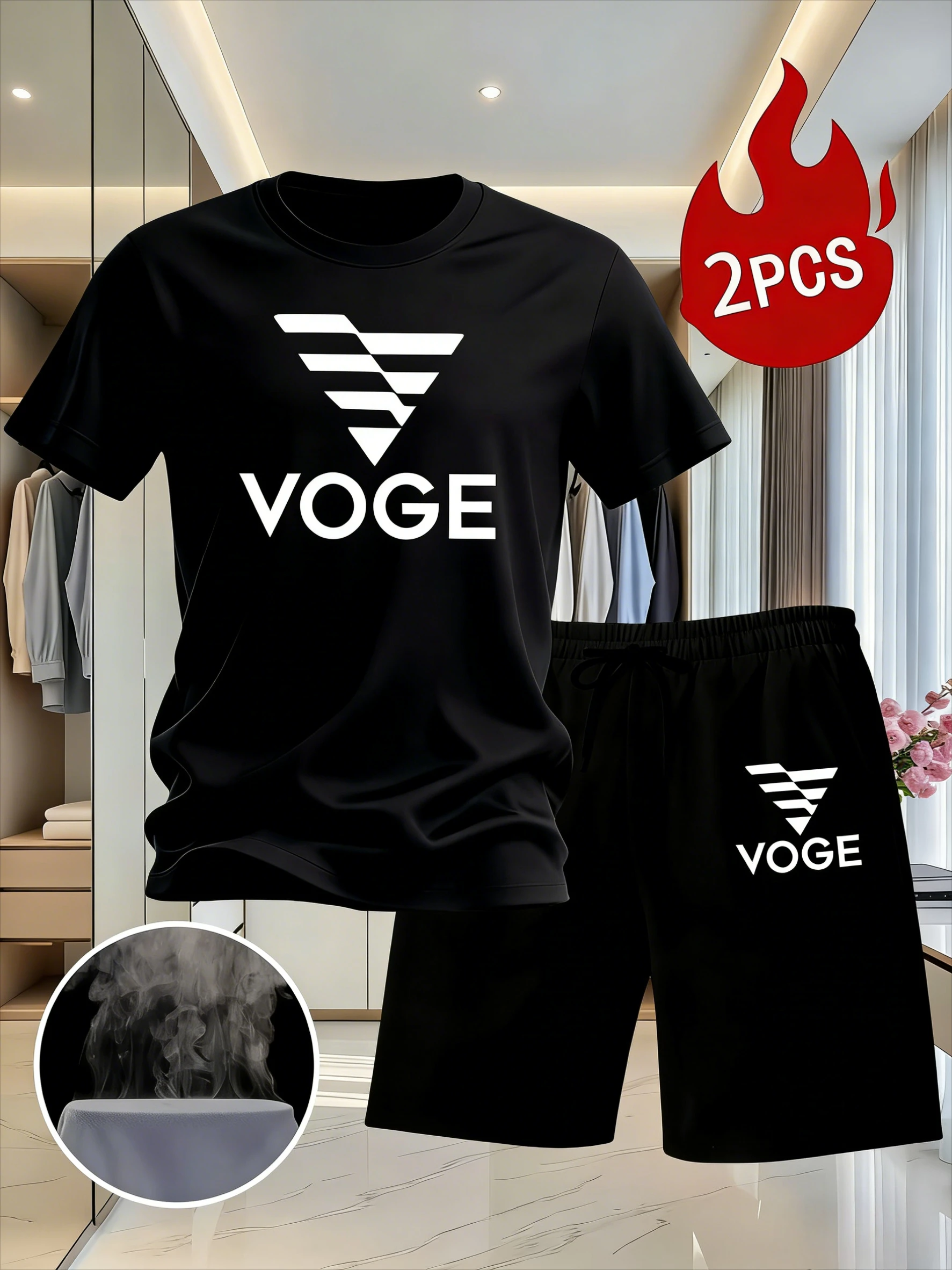 

2026 new 2 PCS Men's Letter Print Triangle Set, Summer Casual Short Sleeve T-Shirt & Shorts, Soft Comfortable Loungewear