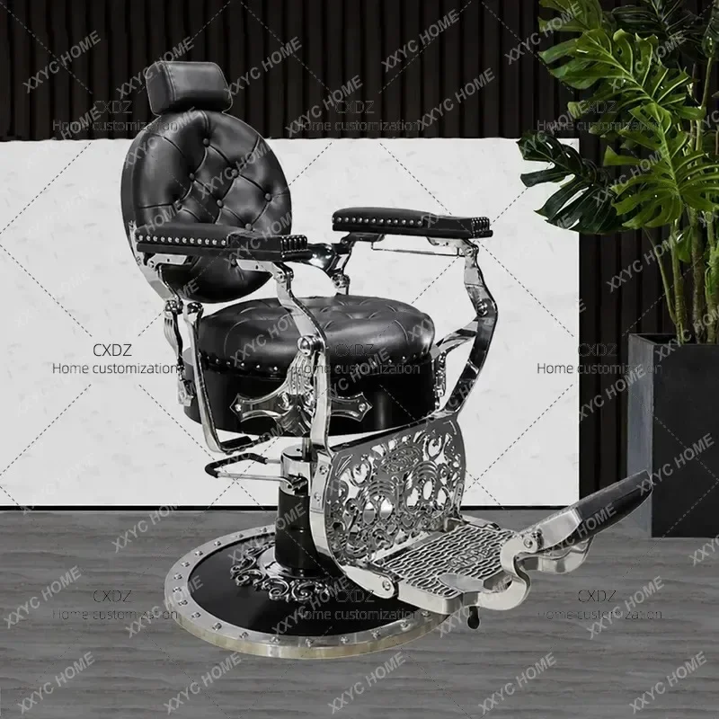 Q8 Retro Barber Chair Large Reclining Haircut Shaving Seat For Men Salon Oil Head Styling Station Professional Barbershop