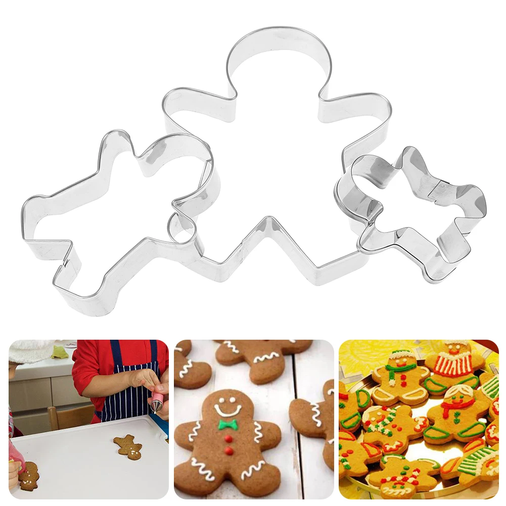 3pcs/set Creative DIY Mold Gingerbread Man Biscuit Cookie Mold Fruit Cutter Baking Tools Aluminum Boy Shaped Cake Decoration