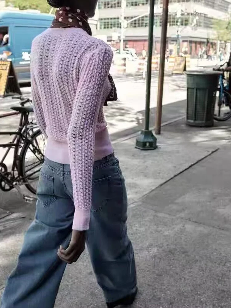 Suéter de manga larga con cuello redondo para mujer, suéter informal sencillo de color sólido con temperamento, estilo europeo y americano, otoño