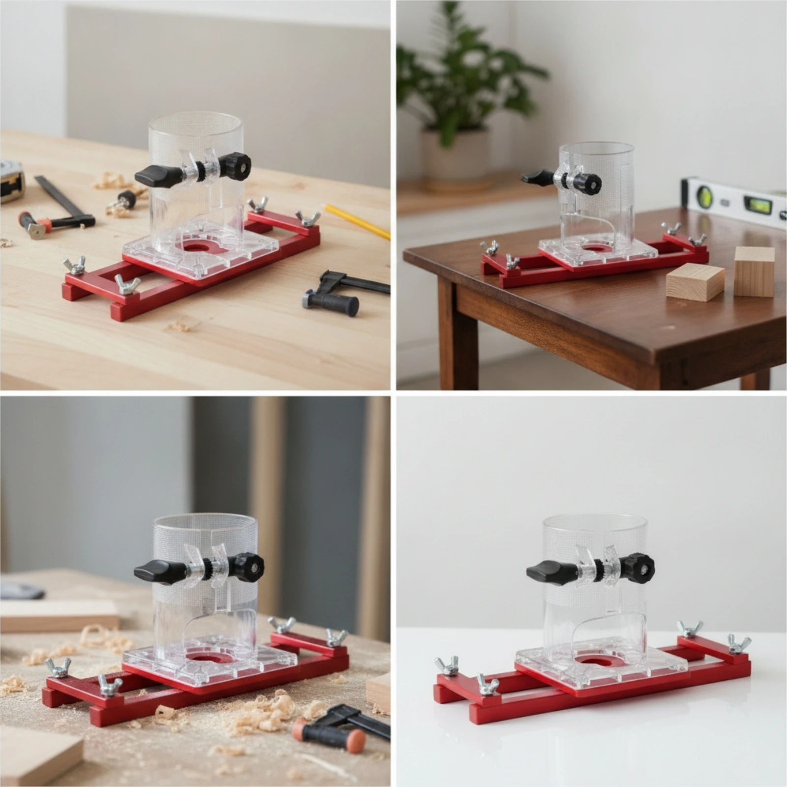 Router Slotting Guide Fixture Clear Router Guide with Transparent Guard Positioning Bracket Adjustable Aluminum for Woodworkers