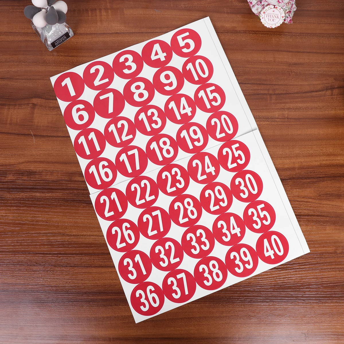 

40 Pcs Number Stickers Self Adhesive Decorative Labels for DIY Scrapbooking Festival Party Favors Christmas Packaging Boxes Bags