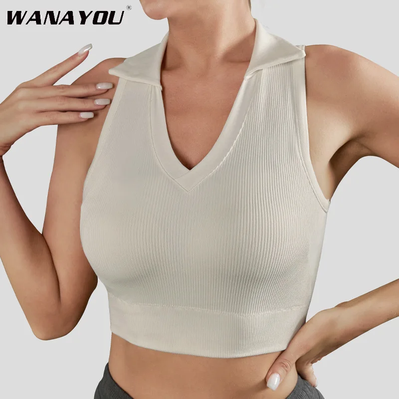 WANAYOU Women Sports Bra Sexy Yoga Bra High Support Impact Sports Underwear Running Quick DryTank Top Fitness Gym Bralette