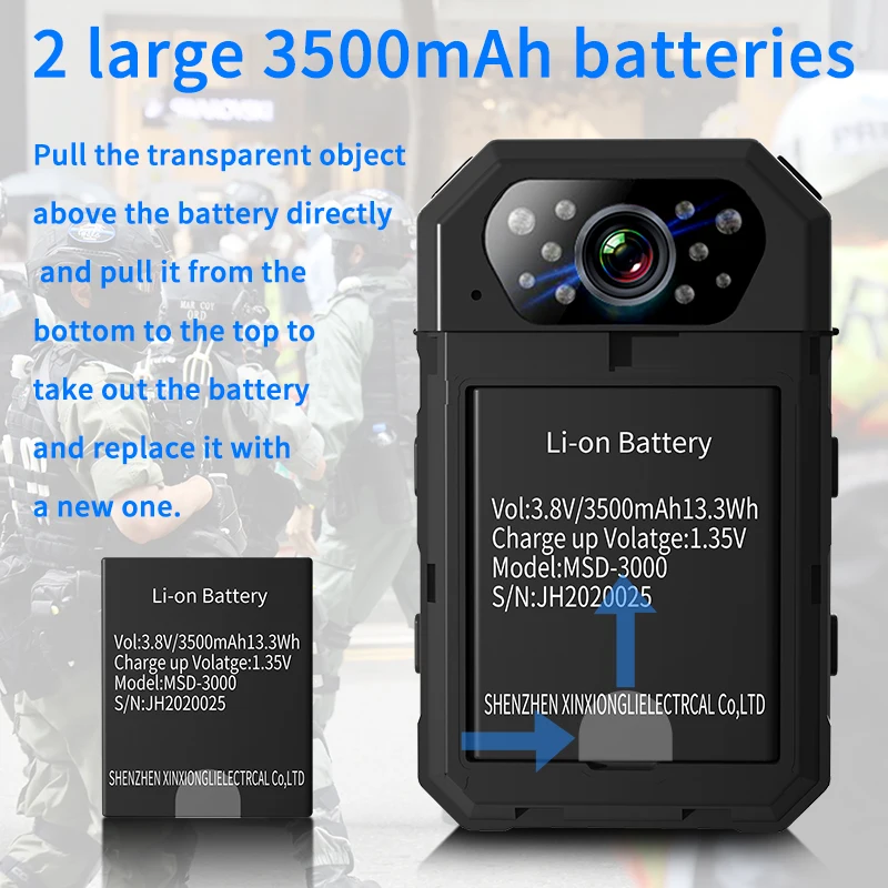 4K HD Mini Camera Body Worn Camera with 2.4inch IPS Screen Wearable Portable Body Camera Police Recorder view 5