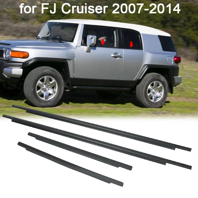 4Pcs/set Window Weather Strip Window Glass Weatherstrip Waterproof Pressure Strip Sealing Strip Fit for FJ Cruiser 2007-2014