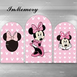 Pink Cute Dance Minnie Mouse Arch Backdrop Cover for Girls Newborn Birthday Party Chiara Wall Decor Baby Shower Arched Banner