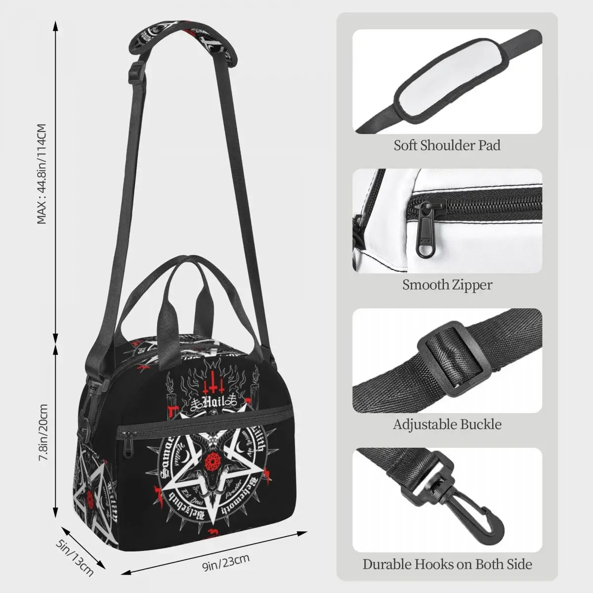 Occult Satanic Pentagram Lunch Bags Insulated Bento Box Portable Lunch Tote Resuable Picnic Bags Thermal Bag for Woman School