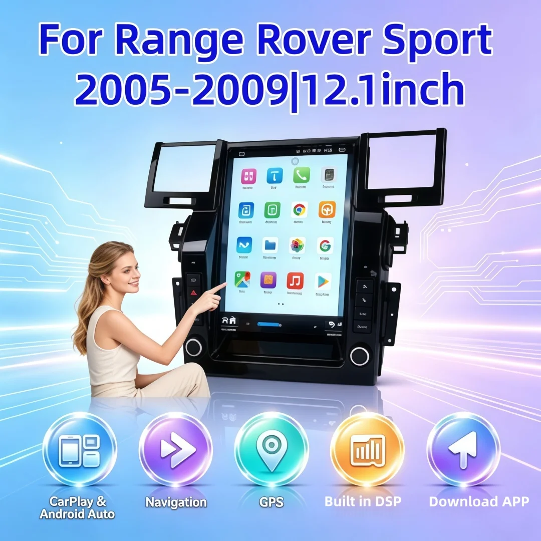 12.1-Inch For Land Range Rover Sport 2005-2009 Car Radio Multimedia Player Carplay Android 15 Auto Wireless Stereo Head Unit GPS
