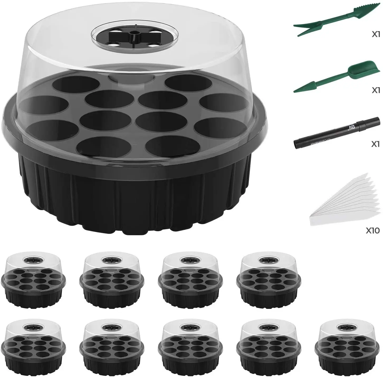 Seed Tray Freely Adjustable Humidity, A Miniature Seedling Tray Round Cover Greenhouse Startup Disk for Seed Growth Reproduction