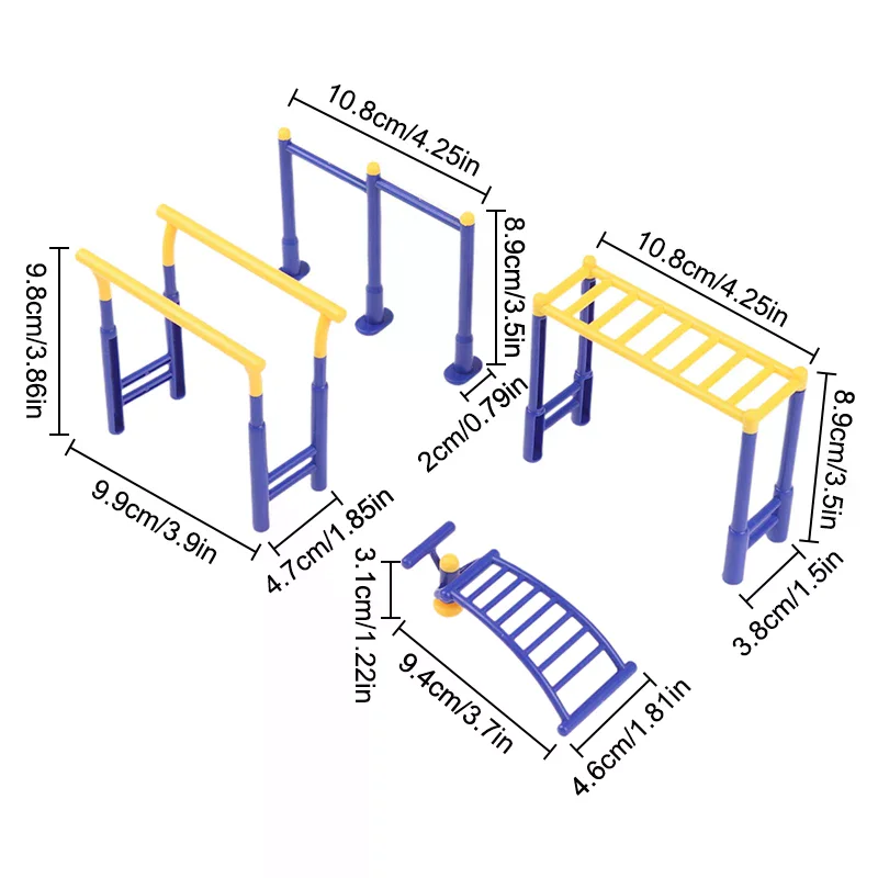 Accessoires de gymnastique miniatures pour maison de poupée, modèles d'équipement de fitness et de parc 1/12.