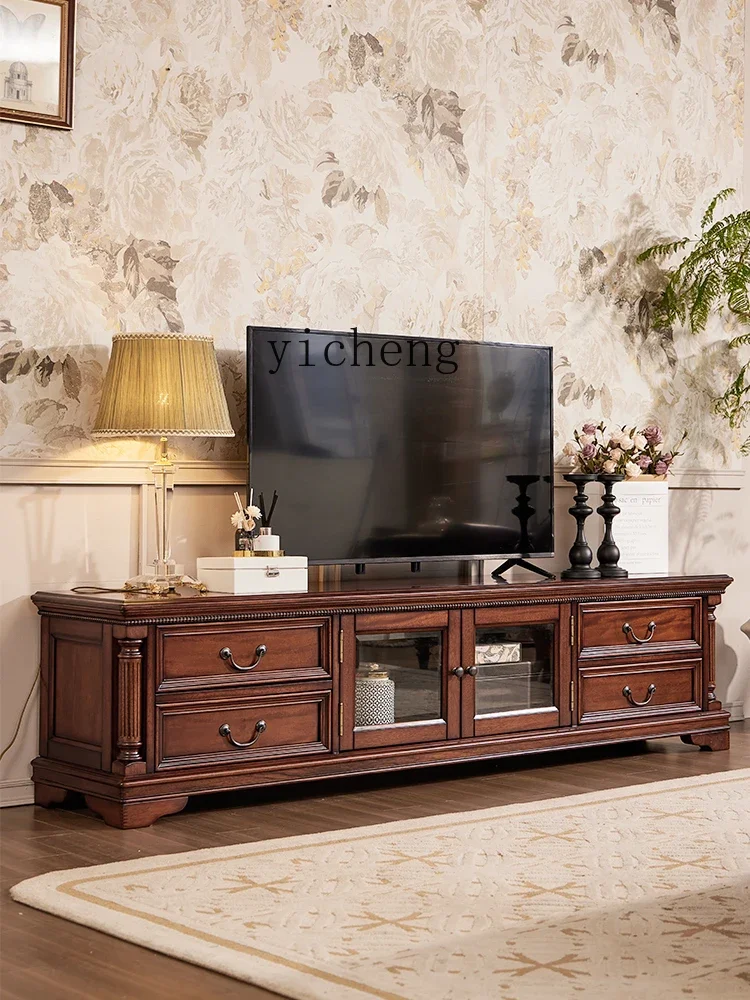 American neoclassical all-solid wood TV cabinet living room simple retro audition cabinet