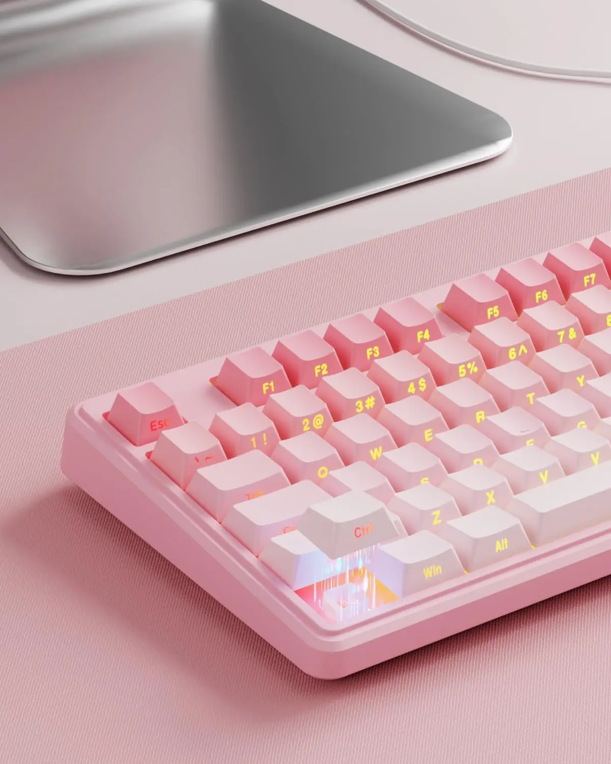

V80 Wired TKL RGB Gaming Keyboard, 80% Compact, PBT Keycaps, Quiet Membrane Switch, 26-Key Anti-Ghosting, Ergonomic Pink