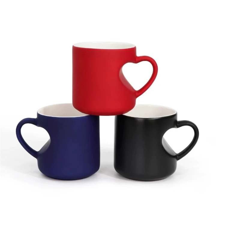 N5KC Practical And Decorative Ceramic Cup With Unique Heart Shaped Grip And Dishwasher Safe Finish Drinking Mug