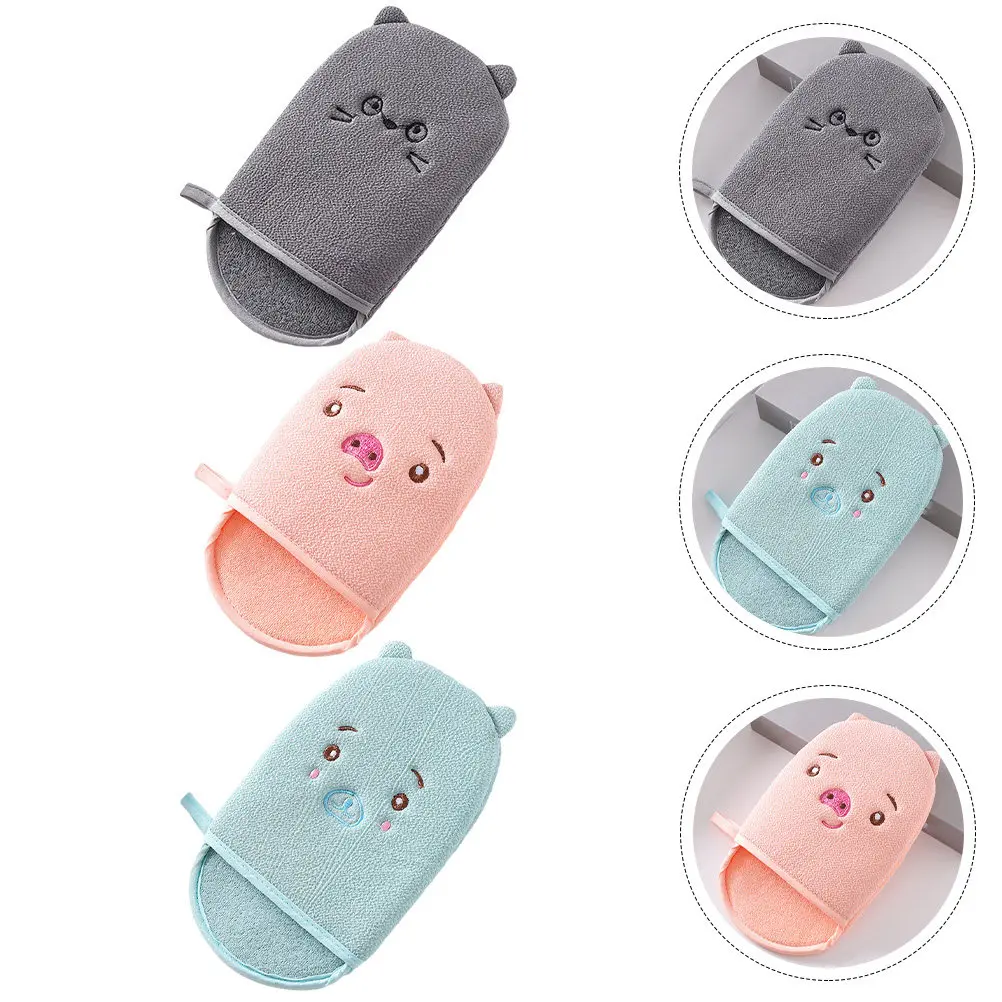 

3Pcs Lovely Creative Bath Mittens Gentle Exfoliation Shower Wipe for Full Body Use Home Bathroom Deep Cleaning Body Scrubbing