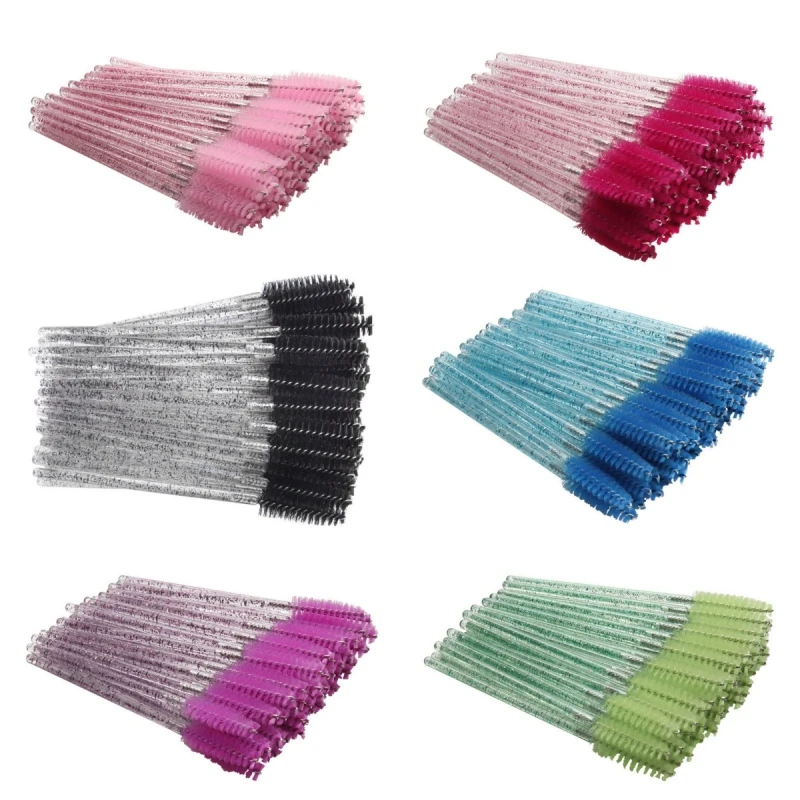 

4-Bags Adjustable radian Spiral olid nylon hair crystal sequin rod mascara eyebrow detail disposable makeup brush