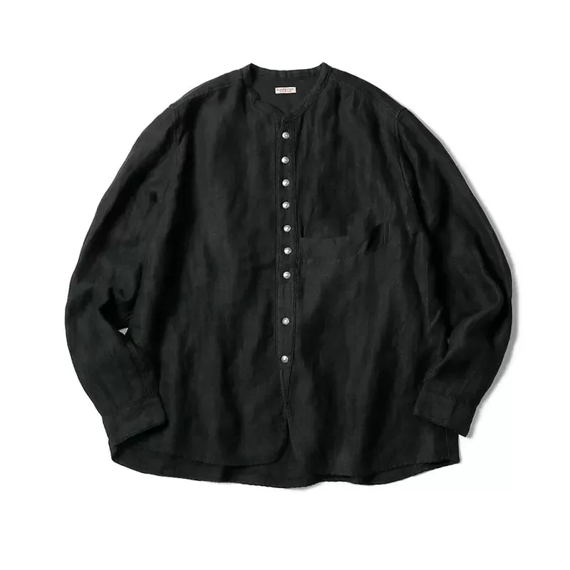 

Kapital Sle Silver Button Cotton Linen Long Sve Casual irt Jaet Men's Loose Fit Resistant to Fading And Wrinkles