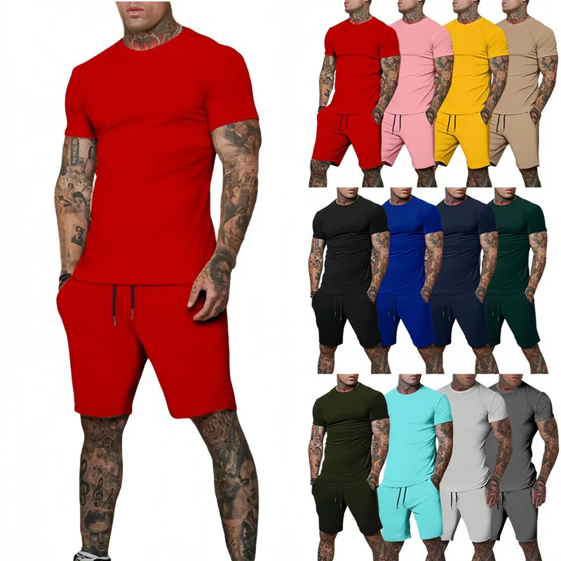 

NEW Fashion casual tracksuit summer outdoor sports suit men's breathable short sleeve T-shirt+shorts men's suit two-piece set