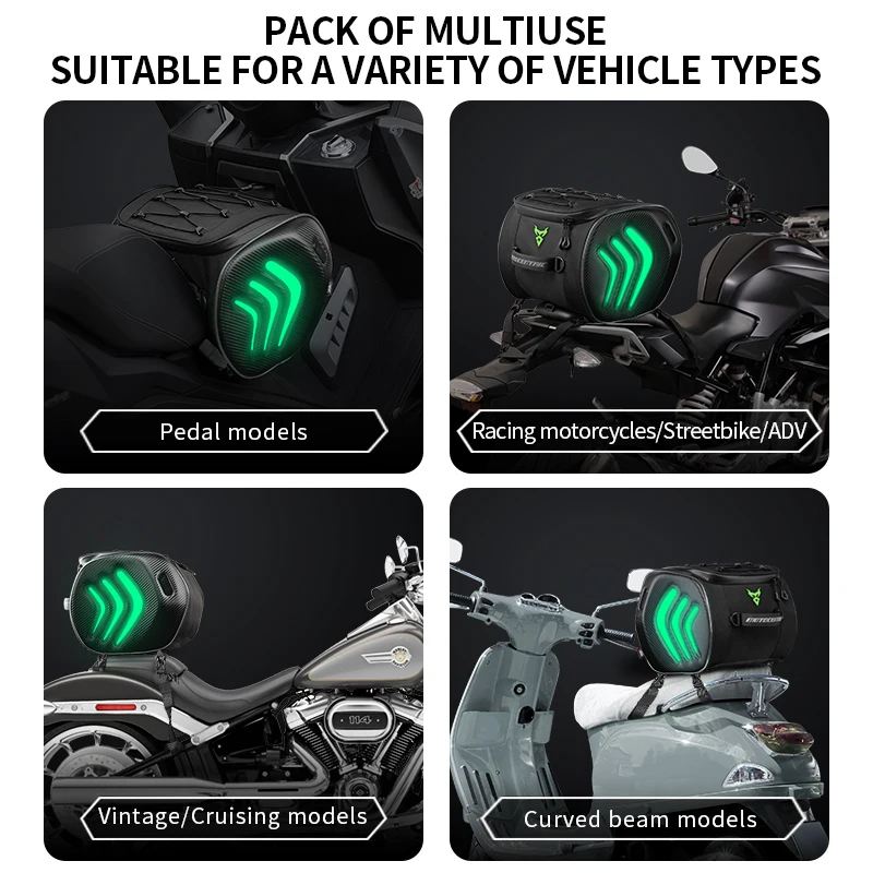 العالمي للدراجات النارية مضيئة حقيبة خفيفة متعددة الوظائف ثنائي الغرض الرجعية منحني شعاع/الذيل سكوتر الشارع سيارة المقعد الأمامي والخلفي