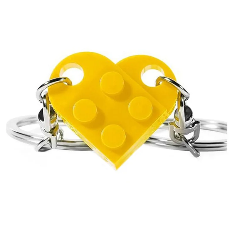 E-Brick Matching Couple Heart Keychain Building Bocks Puzzle Keychain For Boyfriend Girlfriend Valentines Day Friends Gifts-ABXK
