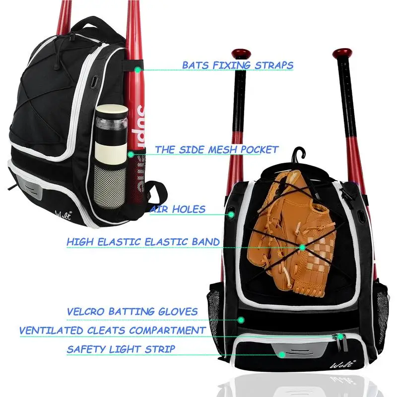 Baseball Backpack Hiking backpack outdoor camping travel backpack Waterproof Tear-Resistant Large Main Compartment For Gym