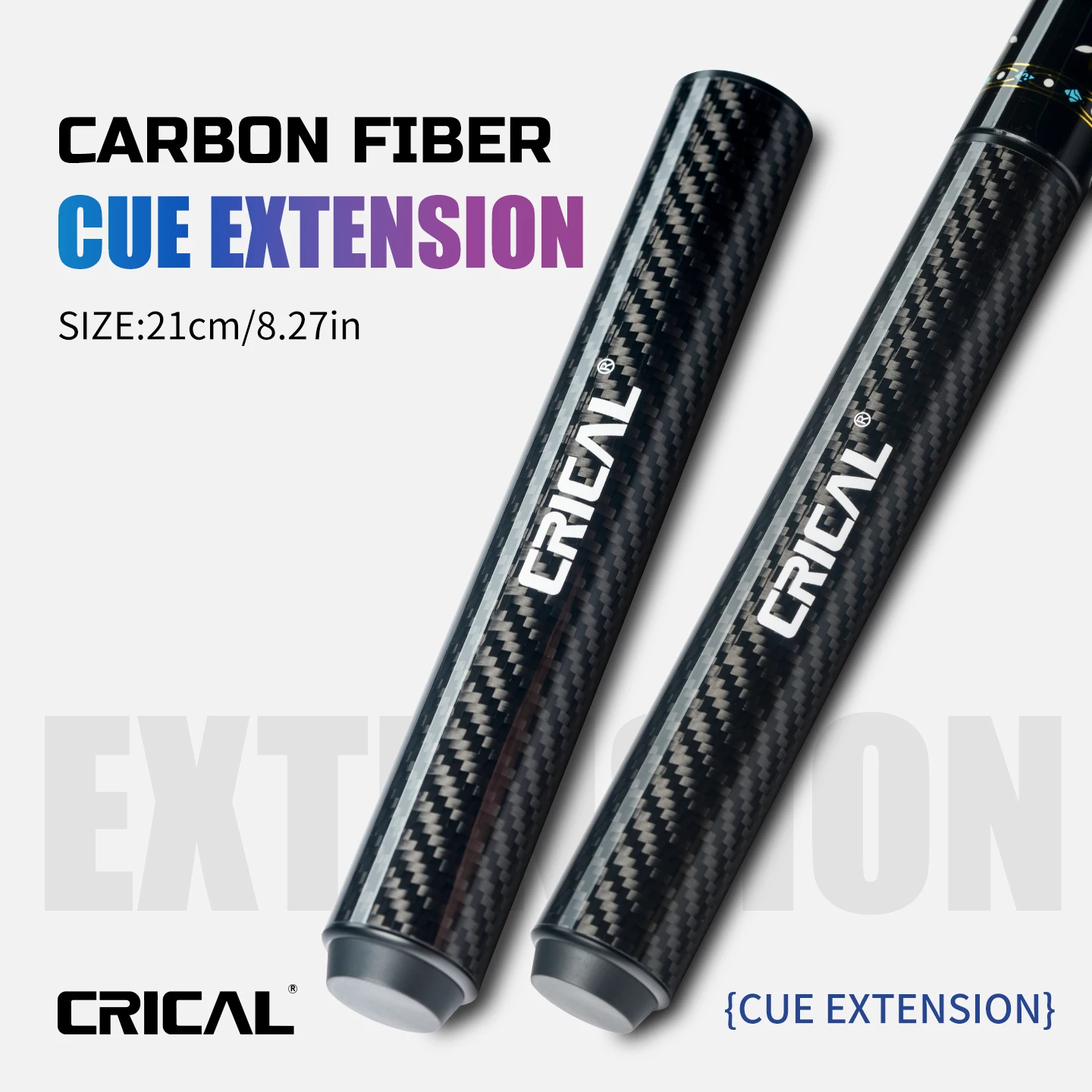 Crical Billiard Cue Extension with 8 inch Carbon Fiber Extension and Bumper Suitable for Crical Konllen Pool Cue Stick