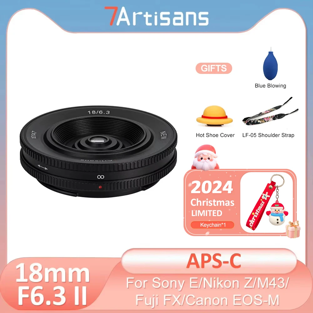 7artisans 18mm F6.3 Mark II Ultra-thin APS-C Lens for Sony E A6000 zve10 Fuji XF X-T3 xt10 Nikon Z ZFC Canon EOS M M50 Macro 4/3