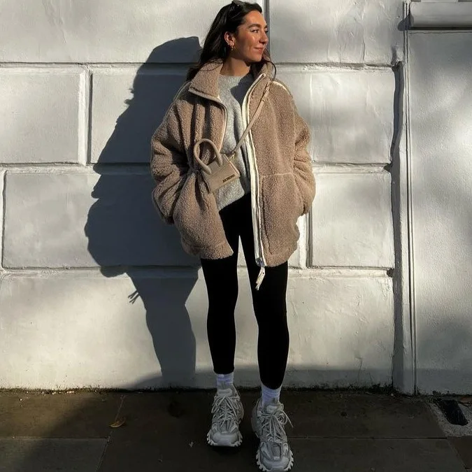 

Women's Loose Warm Coat Winter Turtleneck Warm Thick Jacket Double-sided Velvet Fashionable Women's Zipper Fleece Coat Jacket