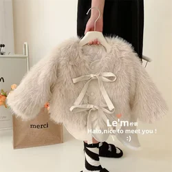 Girls Coat Jacket Winter Cotton Windbreak 2023 Fashion Warm Plus Thicken Velvet Furs School Outwear Children's Clothing