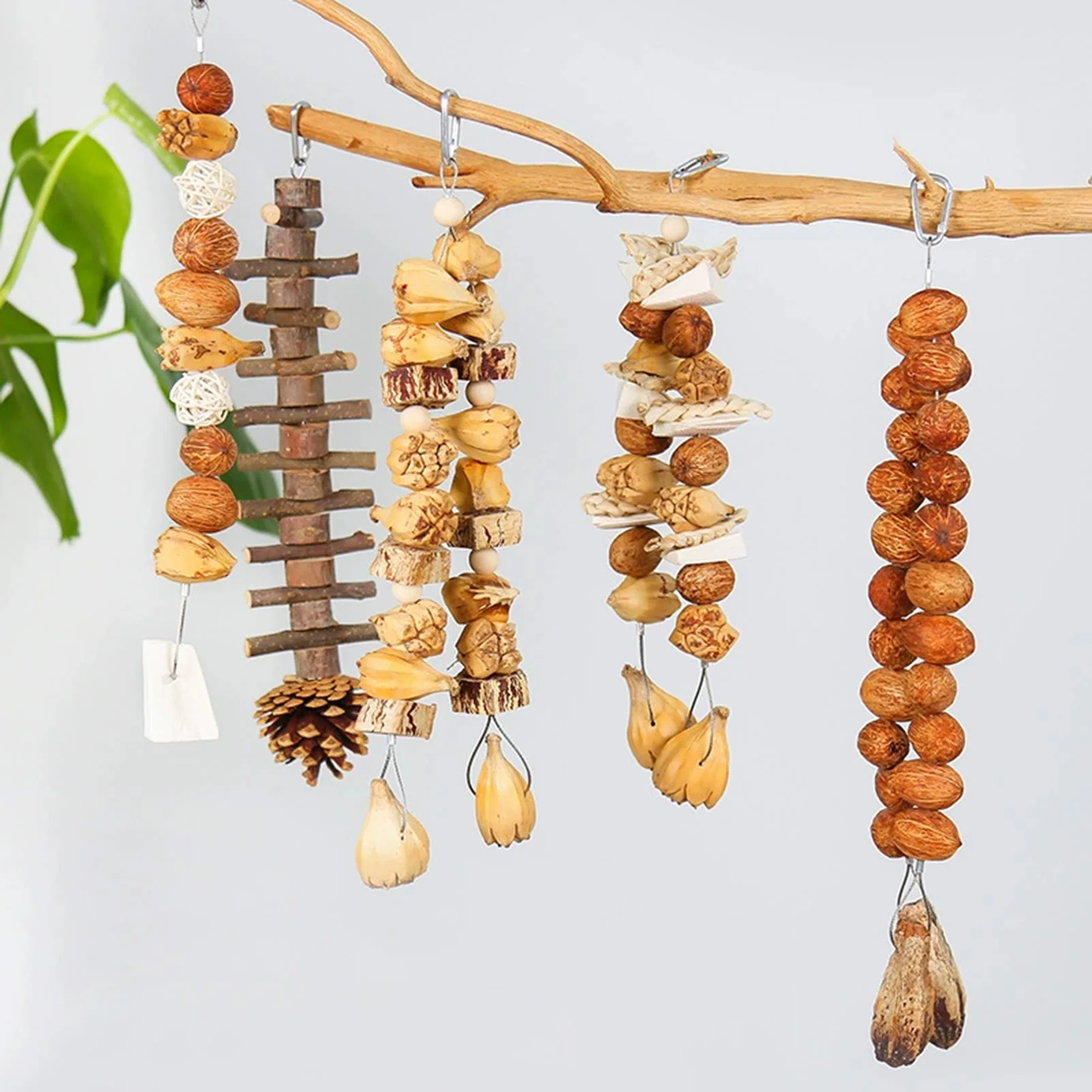 Parrot Toy Natural Wood Beaded Chewing Toy Beak Care for Budgie Cockatiel Lovebird Cage Enrichment Durable Bird Accessories