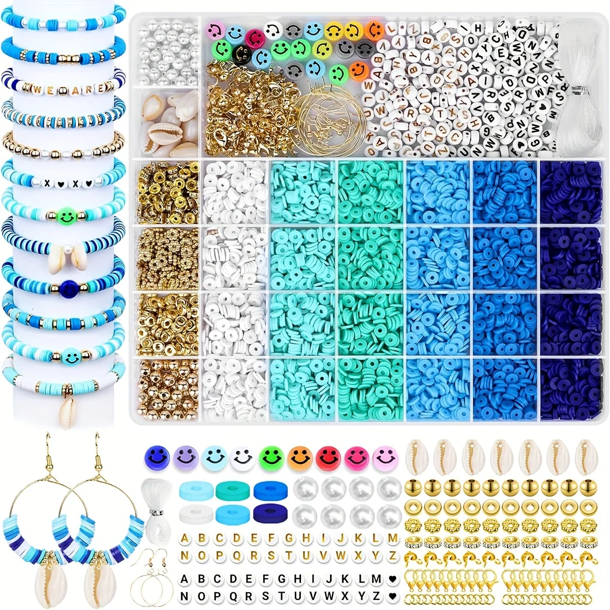 

5100pcs clay bead soft ceramic blue ocean series set, suitable for bracelets, jewelry, handicrafts, accessories, jewelry making