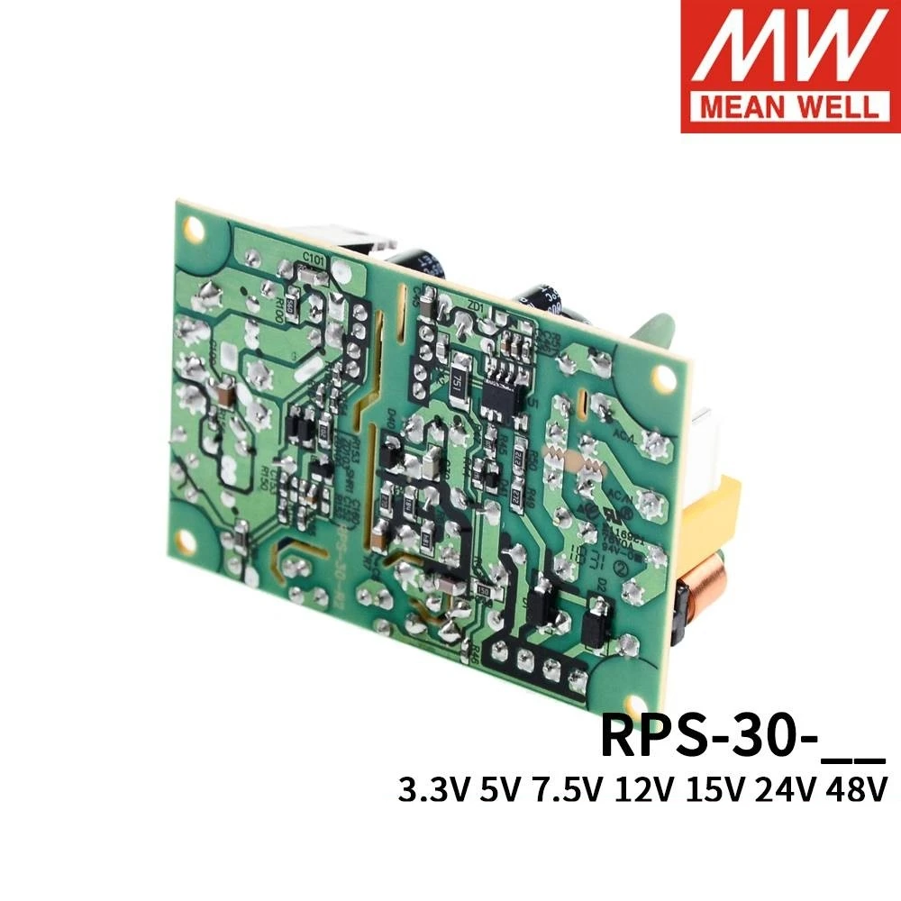 MEAN WELL Medical Switching Power Supply, PCB Baixo Vazamento, Corrente MW, RPS-30-5, RPS-30-7.5, RPS-30-12, RPS-30-15, RPS-30-24, RPS-30-48,