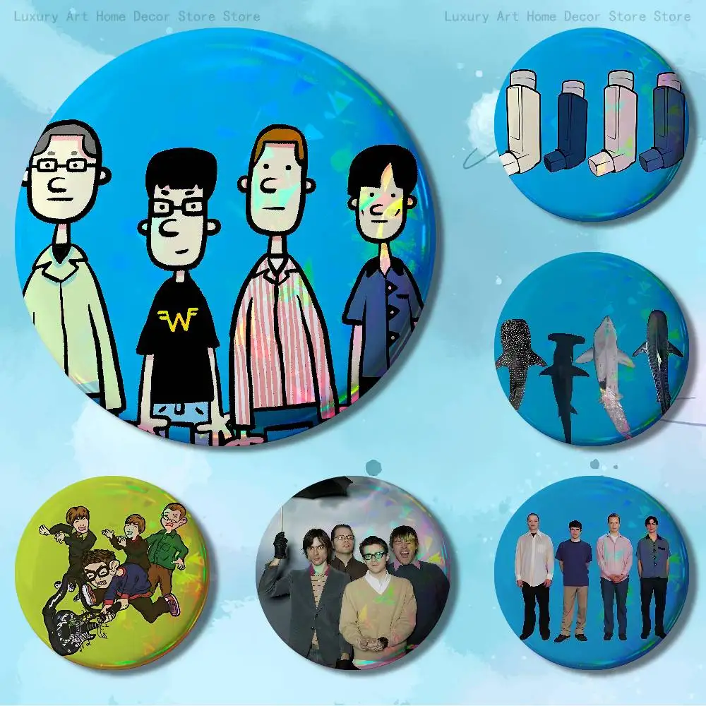 

Rock W-Weezer 58mm 44mm HD Print Brooch Badges Pretty Derby Round Display Brooches Lapel Pins
