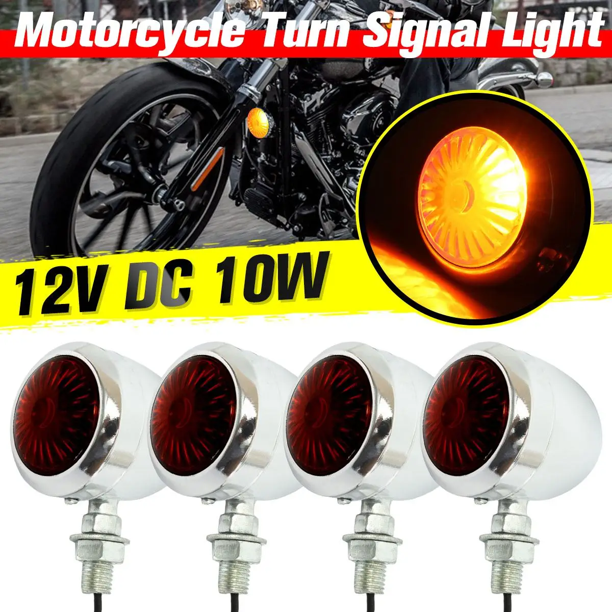 2/4PCS Retro Motorcycle Turn Signals Motorcycle Accessories Universal 12V Turn Signals Indicator Lamps For Cafe Racer