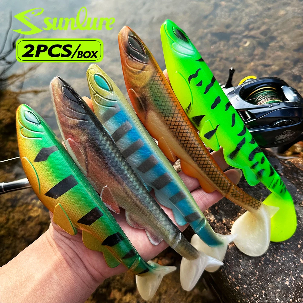 Sunlure 2 Stück Angelköder, große weiche Köder, 20,3 cm und 15,2 cm, 70 g und 26,5 g, Wobbler, Schwimmköder, künstliches Silikon-Angelgerät